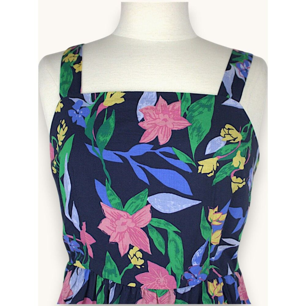 J.Crew Navy Floral Maxi Dress Tiered Skirt Sleeveless Summer Cottage Boho Sz 6 - Picture 4 of 6